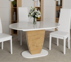 Стол обеденный «Монреаль» Тип 1 (Белый глянец/Бунратти) в Ленске - lensk.katalogmebeli.com | фото 1
