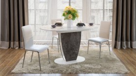 Стол обеденный «Монреаль» Тип 1 (Белый глянец/Моод темный) в Ленске - lensk.katalogmebeli.com | фото