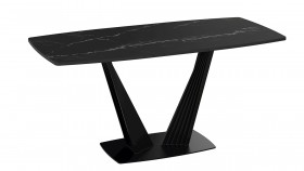 Стол раздвижной «Фабио» Тип 1 (Черный муар/Стекло черное) в Ленске - lensk.katalogmebeli.com | фото 4