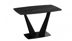 Стол раздвижной «Фабио» Тип 1 (Черный муар/Стекло черное) в Ленске - lensk.katalogmebeli.com | фото 5