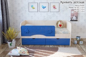 Техно Кровать детская 2 ящика 1.6 Синий глянец в Ленске - lensk.katalogmebeli.com | фото