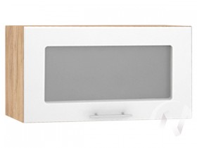 Шкаф со стеклом Валерия-М ШВГС-600 (Белый глянец/Дуб Крафт Золотой/верхний/горизонтальный) в Ленске - lensk.katalogmebeli.com | фото